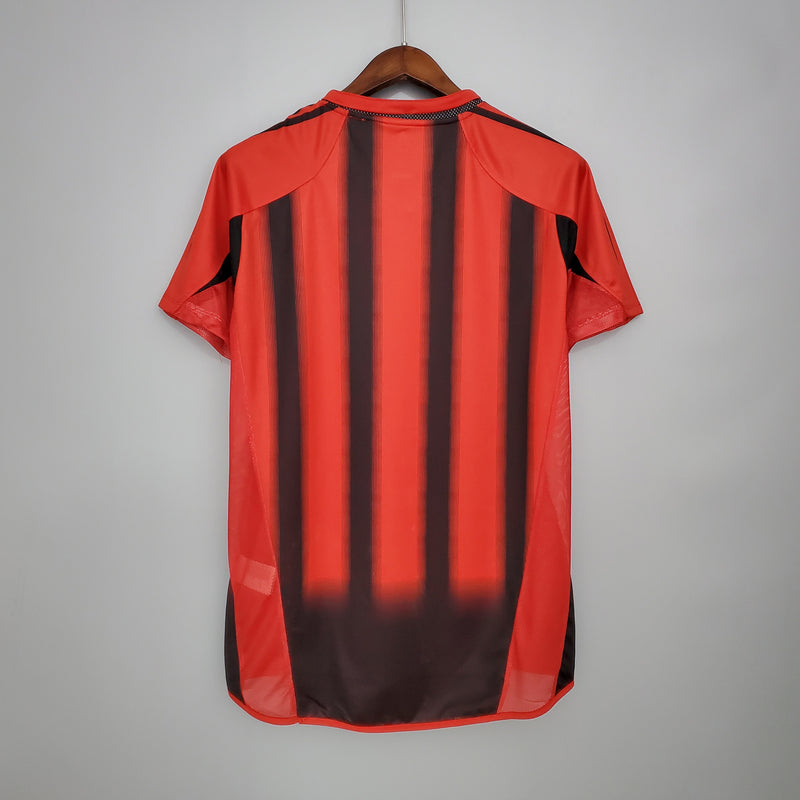 Camisa Milan Home 04/05 Retrô - Vermelha e Preta