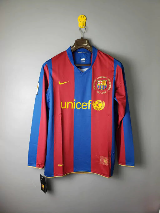 Camisa Barcelona Retrô 07/08 Manga Longa - Masculina