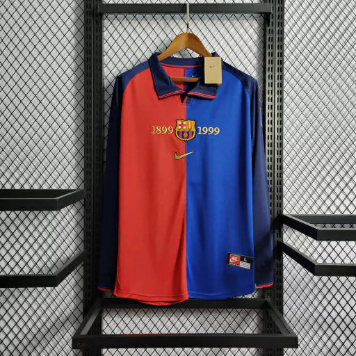 Camisa Barcelona Retrô 1999 Manga Longa - Masculina