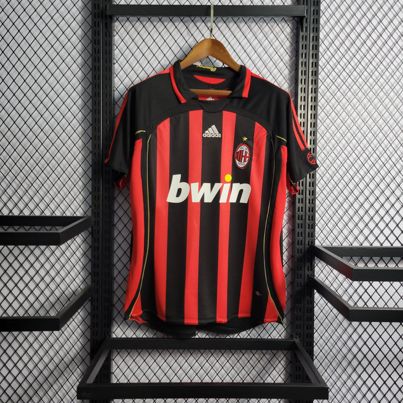 Camisa Milan Home 06/07 Retrô - Vermelha e Preta