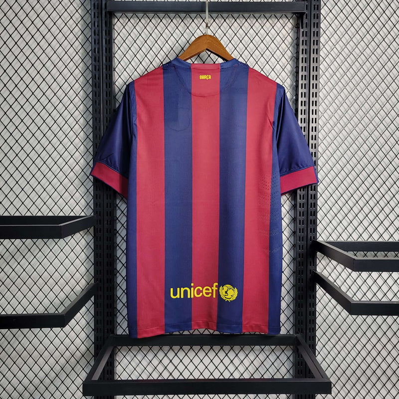 Camisa Barcelona Home 14/15 Retrô - Azul e Vermelha