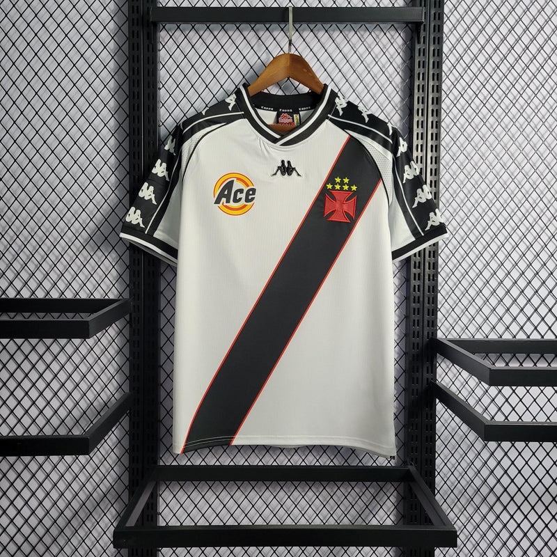 Camisa Vasco da Gama Away 2000 Retrô - Branca e Preta