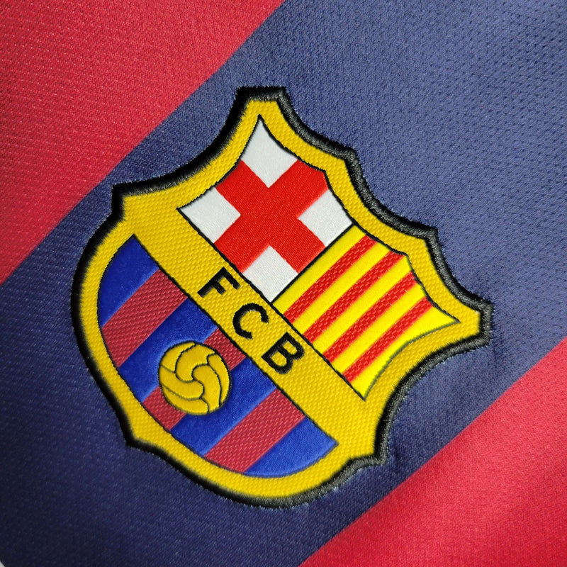 Camisa Barcelona Home 14/15 Retrô - Azul e Vermelha