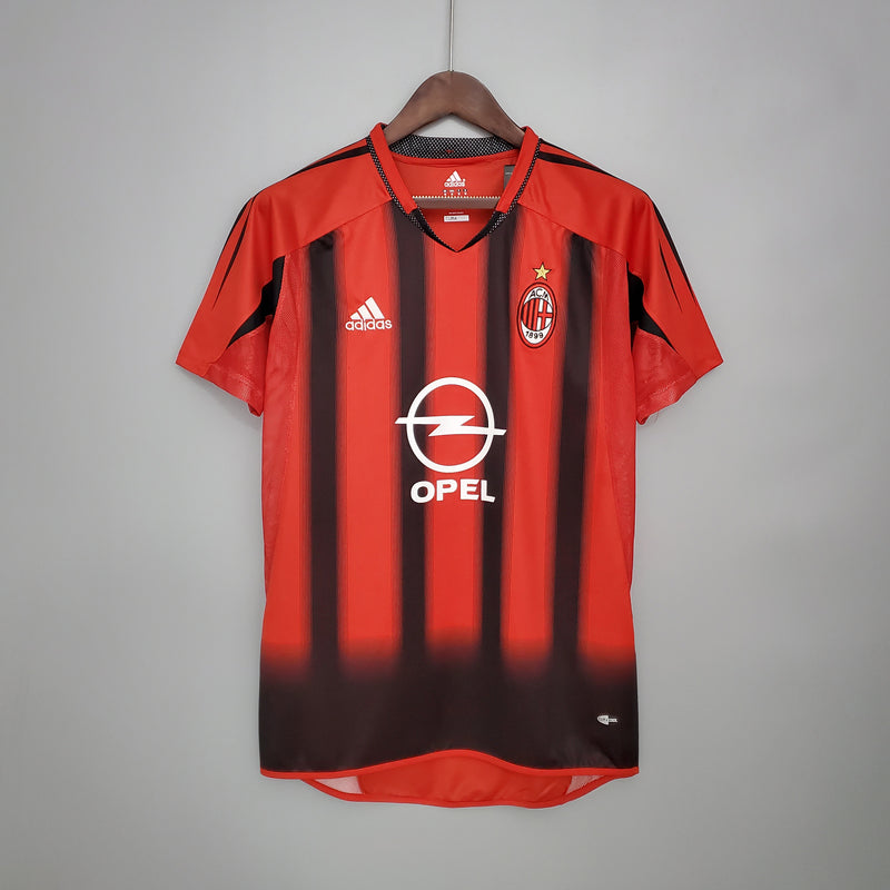 Camisa Milan Home 04/05 Retrô - Vermelha e Preta